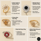 Luxe Floral Blossom Adjustable Ring Collection