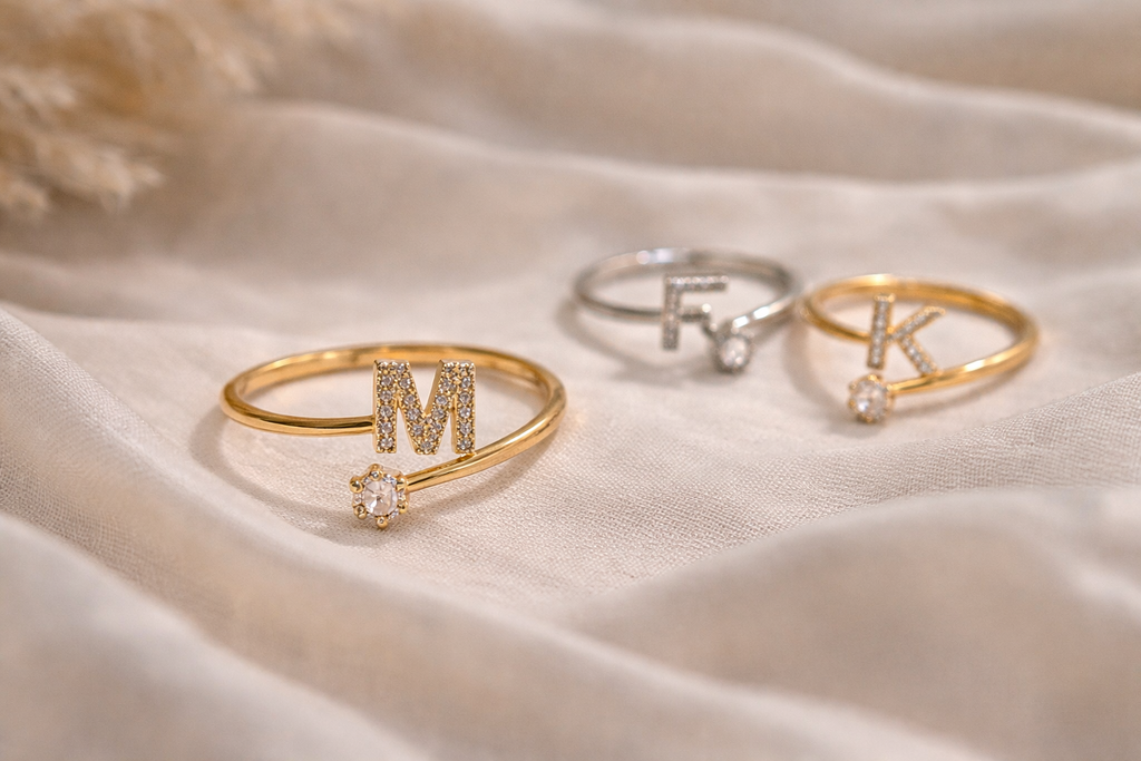 Adjustable Alphabet Zircon Ring