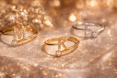 Adjustable Alphabet Zircon Ring