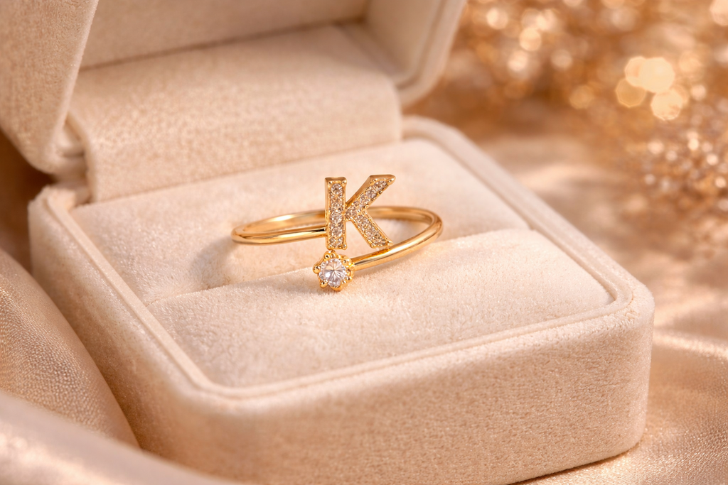 Adjustable Alphabet Zircon Ring