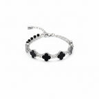 Multi-Strand Black Clover & Beaded Layered Bracelet