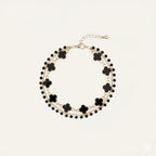 Triple-Strand Gold & Black Clover Bracelet