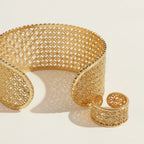 Filigree Cuff Bracelet and Adjustable Ring Set